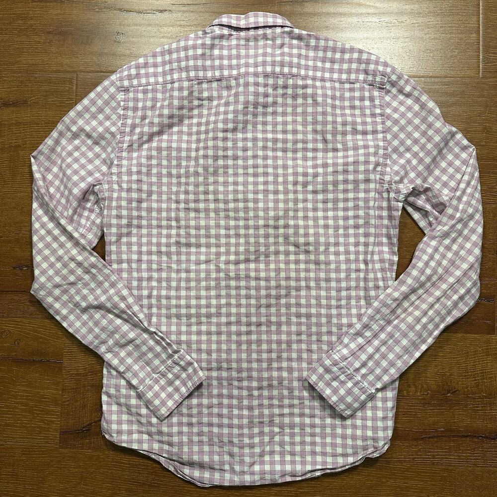 Burberry Button Up Shirt Mens S Purple Check Graph Plaid Long Sleeve Luxury - Picture 3 of 11